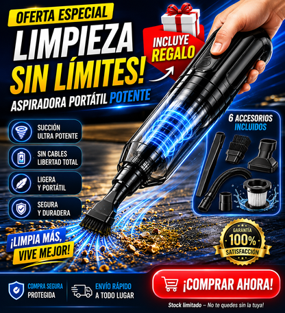 🔥 Aspiradora Portátil Potente 5000Pa