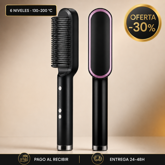Cepillo alisador Novera: 6 niveles de 130 a 200 °C, 30% de descuento, pago al recibir y entrega en 24–48 horas