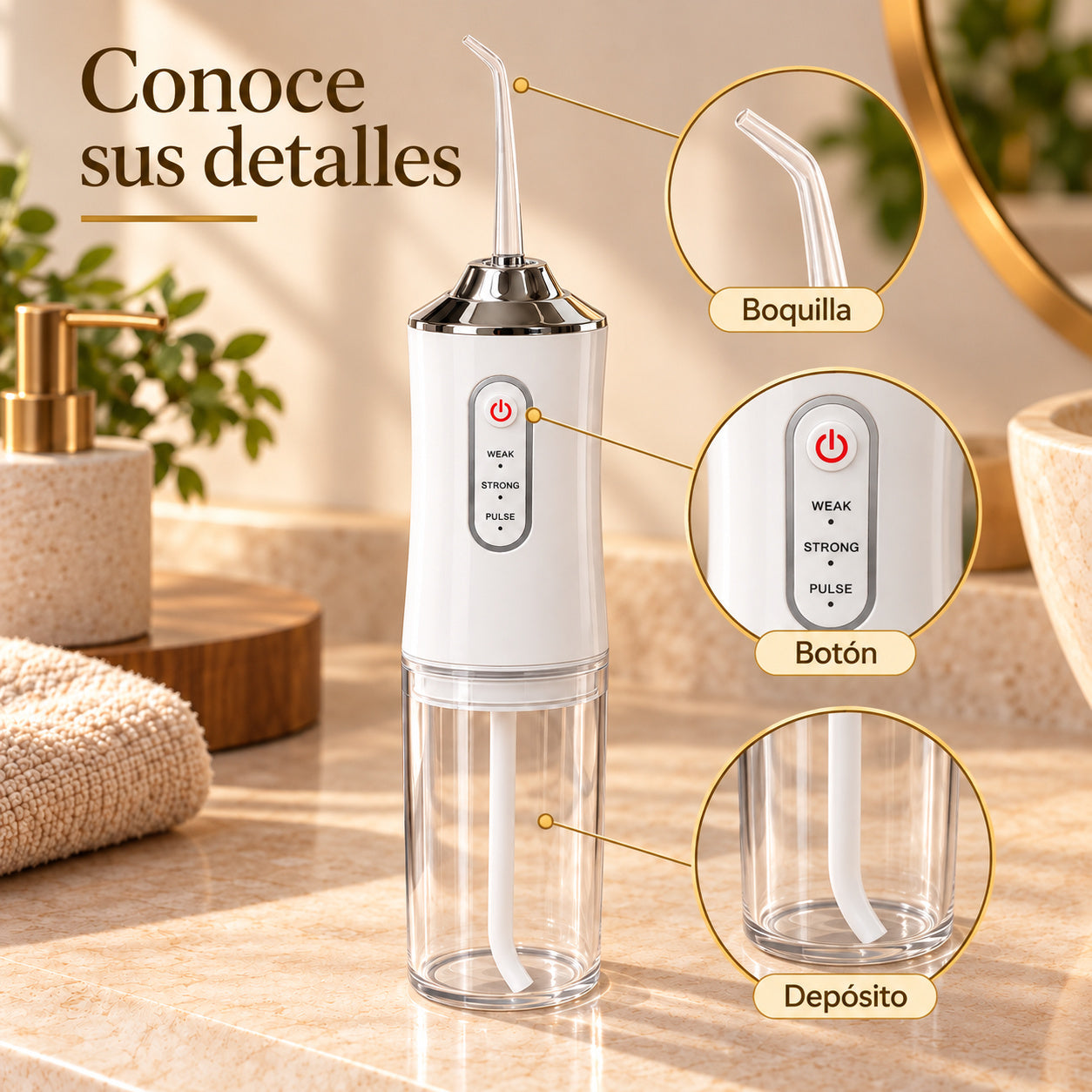 Irrigador Dental Portátil — Funcionamiento
