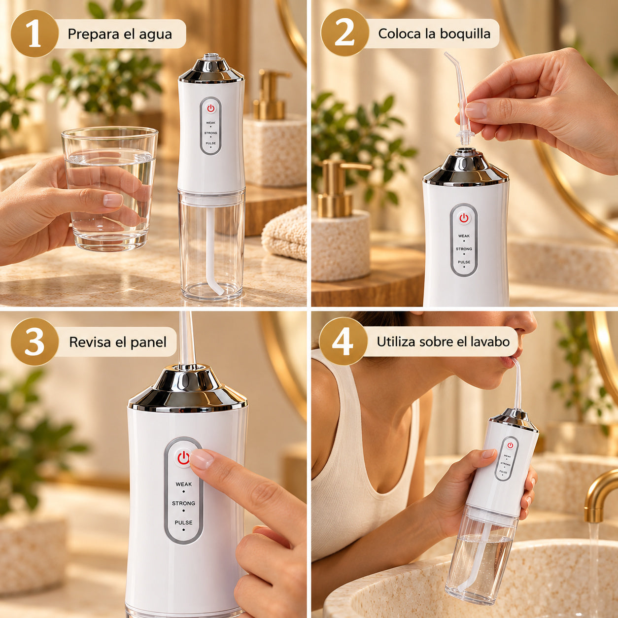 Irrigador Dental Portátil — Utilización