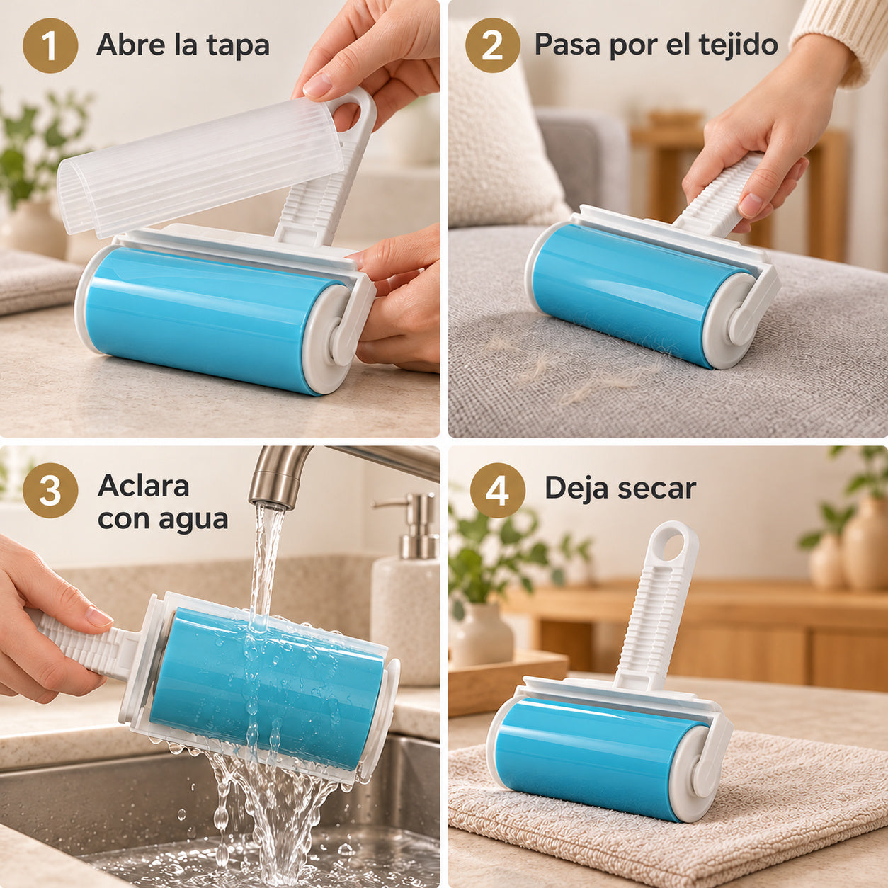 Rodillos Quitapelos Reutilizables — Utilización