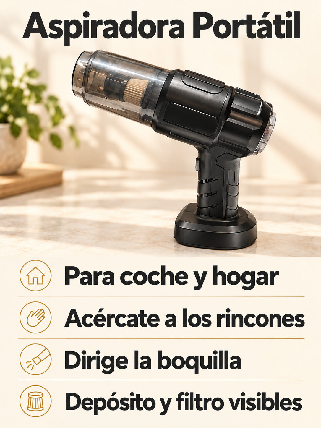Ficha visual resumida de Aspiradora Portátil