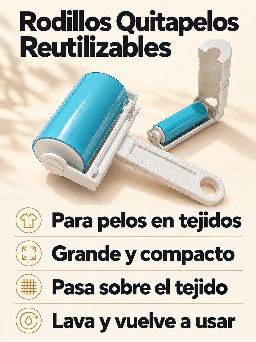 Ficha visual resumida de Rodillos Quitapelos Reutilizables